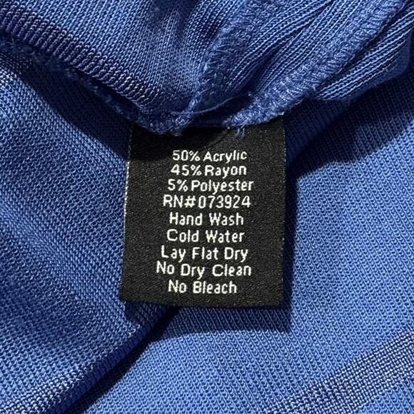 Misook Cardigan 3/4 Sleeve Minimalist Old Money Quiet Luxury Stripe Blue Size 2X - Picture 4 of 5